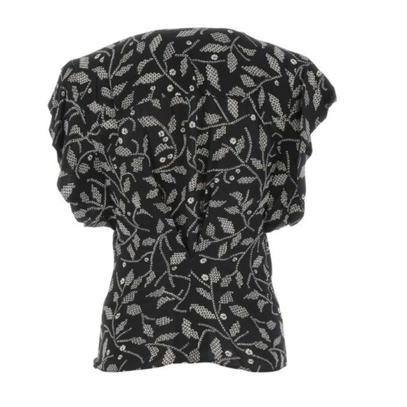 Isabel Marant Étoile Delocia Floral Blouse in Black V-neck Flutter Sleeves - Picture 4 of 16